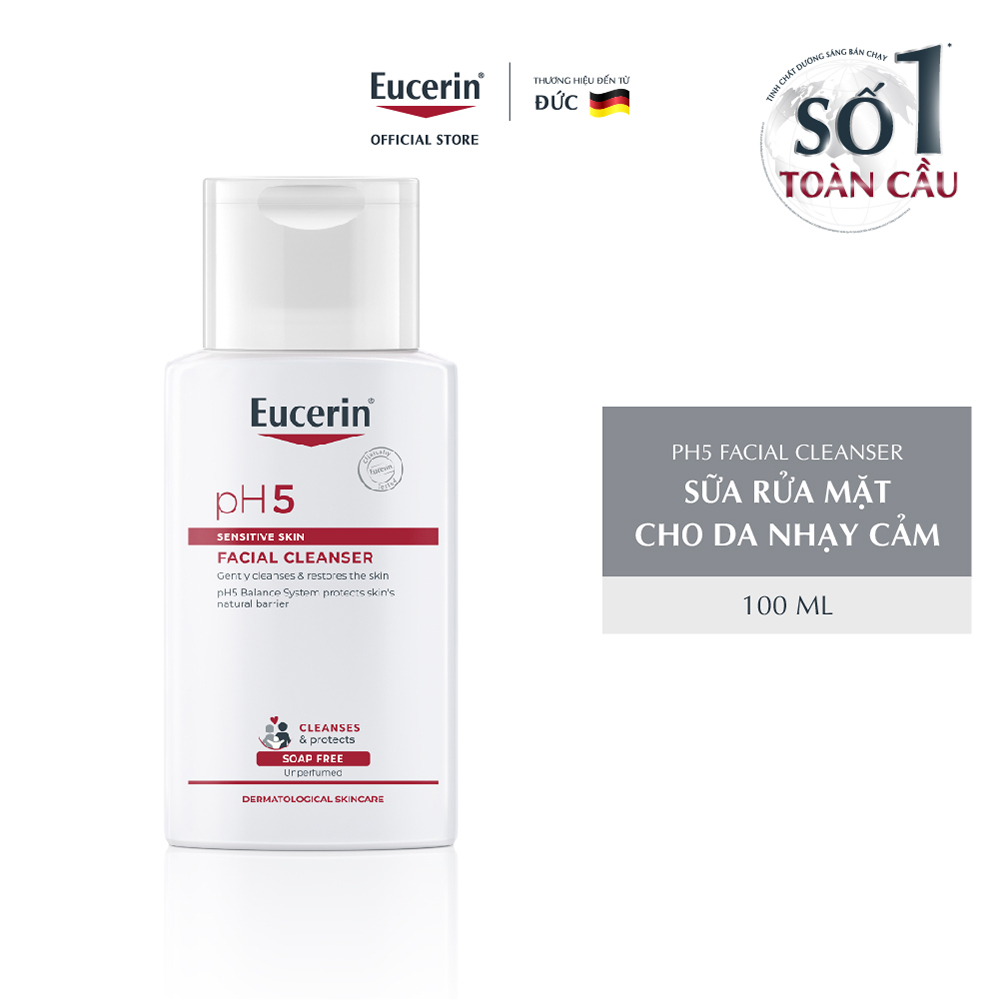 Sữa Rửa Mặt Dịu Nhẹ Cho Da Nhạy Cảm Eucerin pH5 Sensitive Skin Facial Cleanser 100ml