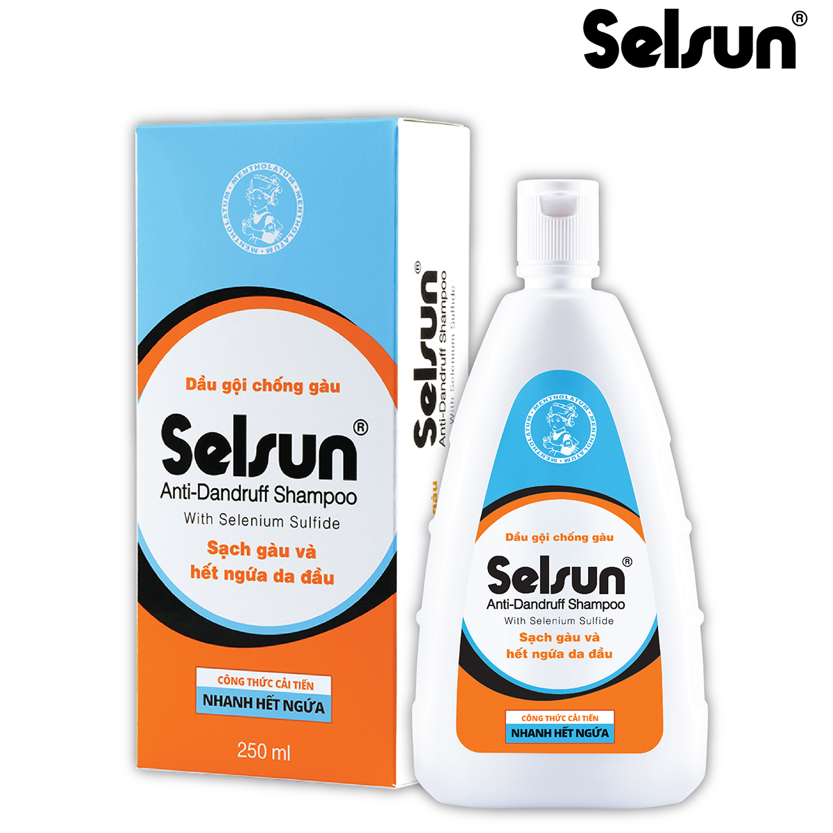 Dầu gội chống gàu, sạch nấm Selsun 250ml + Tặng hộp Dầu gội 50 Megumi Hair Fall Control Shampoo