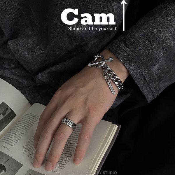 Vòng Tay Lắc Tay Nam Cuban Cao Cấp Vòng Tay Nam Nữ OT Streetwear Hiphop Màu Bạc Bản To Khóa Cài - Thép Titan Không Gỉ