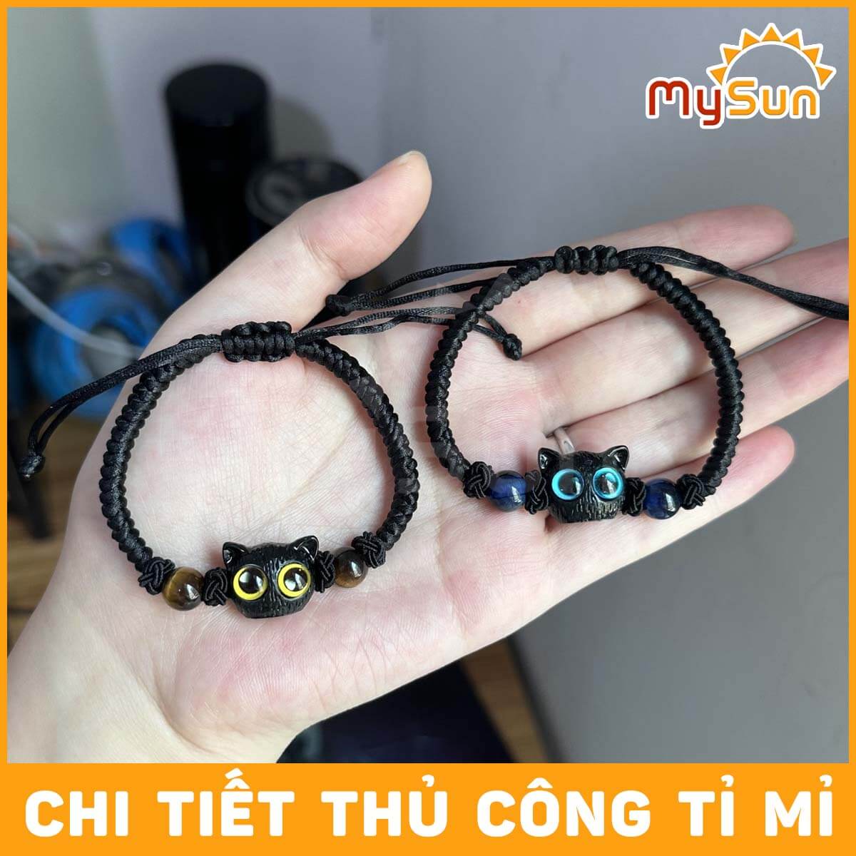 Vòng đeo tay cặp đôi tình yêu nam nữ couple mẫu mèo đen đẹp MySun