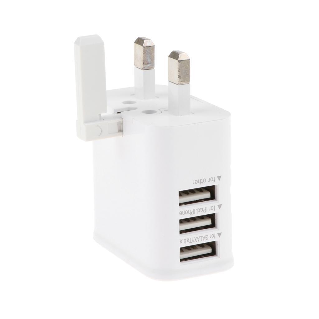 UK Plug 3 USB Port Quick Charge Wall Charger Power Adapter for Cell Phone