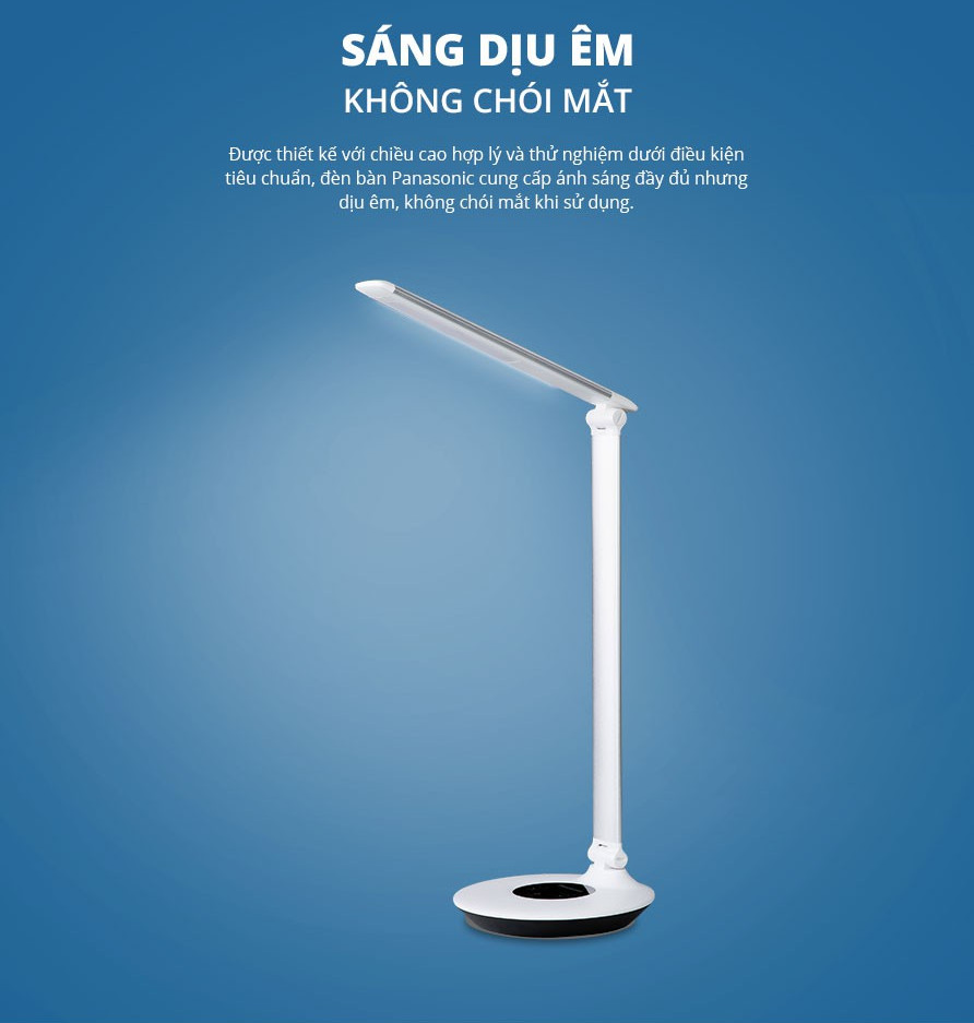 Đèn Bàn Panasonic Desk Stand 7W – Chip led RGO không ánh sáng xanh, tối ưu cường độ sáng cho mắt, chất liệu nhôm bền bỉ