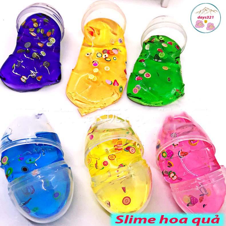 Slime trứng charm hoa quả, Slam charm dải ngân hà charm kim tuyến thuỷ tinh ng0c trai