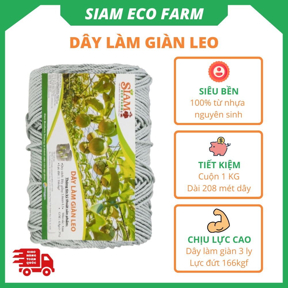 Dây làm giàn leo 3mm Siam Ecofam - chuyên làm giàn chanh leo, giàn bầu bí siêu bền