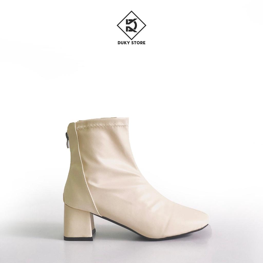 Giày Boot nữ khóa gót 6 phân phong cách xinh xắn thời trang - Duky Store
