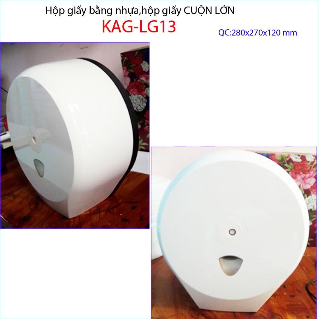 Hộp đựng giấy cuộn lớn KAG-LG13 màu trắng, hộp giấy vệ sinh Roto nhựa trắng tinh sử dụng tốt không lo gỉ séc