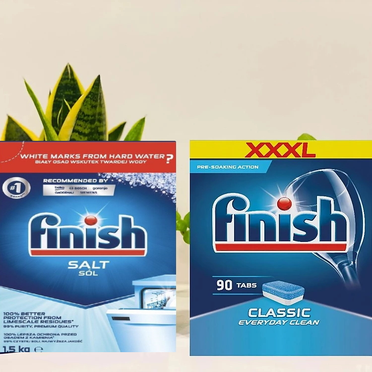 Combo Viên Rửa Bát Finish 90 Viên + 4kg Muối Finish
