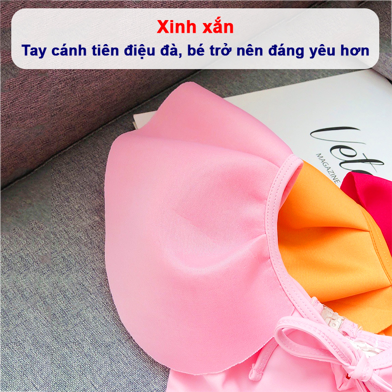 Bikini cho bé cánh tiên 5-25kg Baby-S, Đồ bơi bé gái liền thân tone màu hồng cực xinh xắn – SDB018