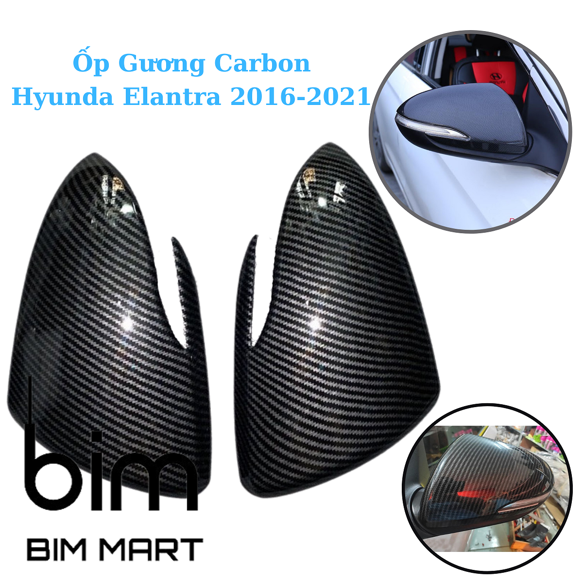 Ốp Gương Vân Carbon Dành Cho Xe Hyundai Elantra 2016 - 2021