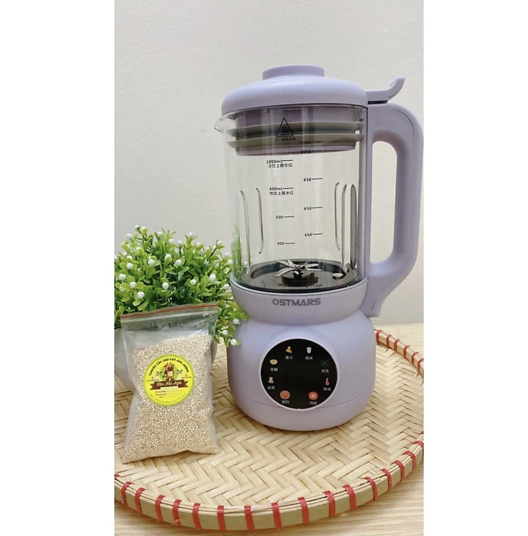 Máy làm sữa hạt Ostmars Tím - Cối thủy tinh chịu lực, lưỡi dao Inox 304, điều khiển cảm ứng, nấu tự động đa dạng