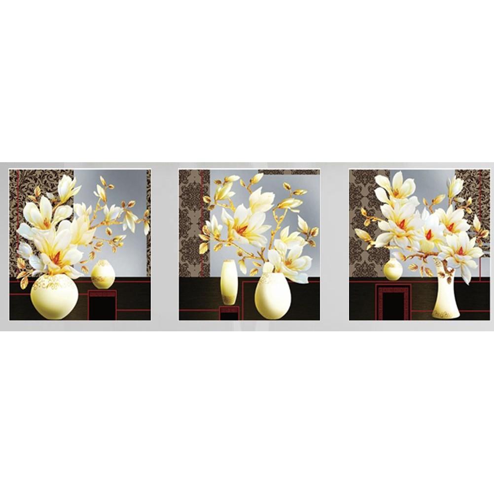 Tranh đá sec bộ hoa 3 tấm LV147 - kích thước: 150 * 50cm.