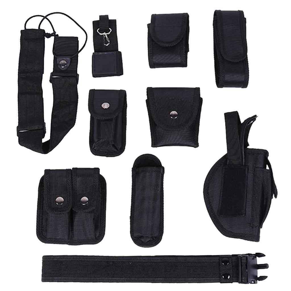 Police Guard  Belt Buckles Black 9 Pouches Utility System