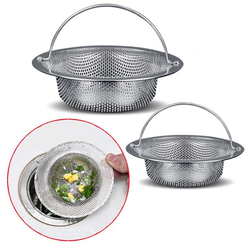 Dụng cụ lọc rác bồn rửa chén bát Inox - Có quai xách loại dày cải tiến