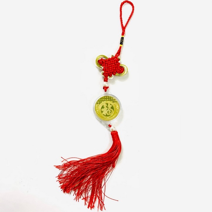 Dây treo xu Thần Tài in màu, dùng để treo trong nhà, trên xe oto, dây treo xu màu đỏ hoặc vàng, giao màu ngẫu nhiên, giúp mang lại may mắn, tài lộc, thịnh vượng - TMT Collection - SP005201