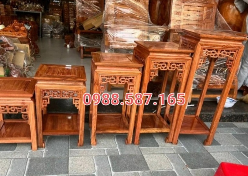 Đôn vuông trang trí phòng khách gỗ hương cao 40-50-60 cm mặt 30