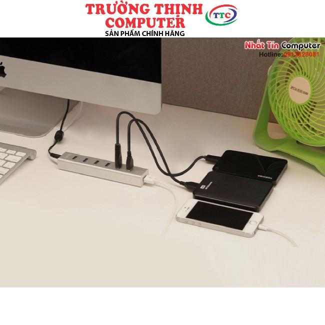 Bộ chia 7 cổng USB 3.0 Unitek Y-3090 tích hợp chức năng hub sạc (Bạc) - HÀNG CHÍNH HÃNG