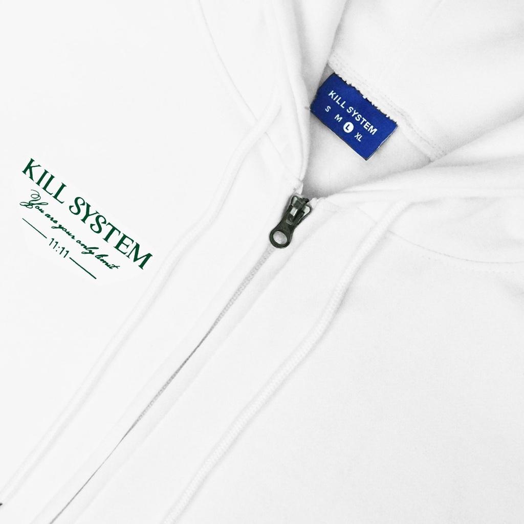 Áo khoác hoodie zip basic oversize có nón nam nữ, vải chân cua, nỉ bông phong cách unisex KILL SYSTEM