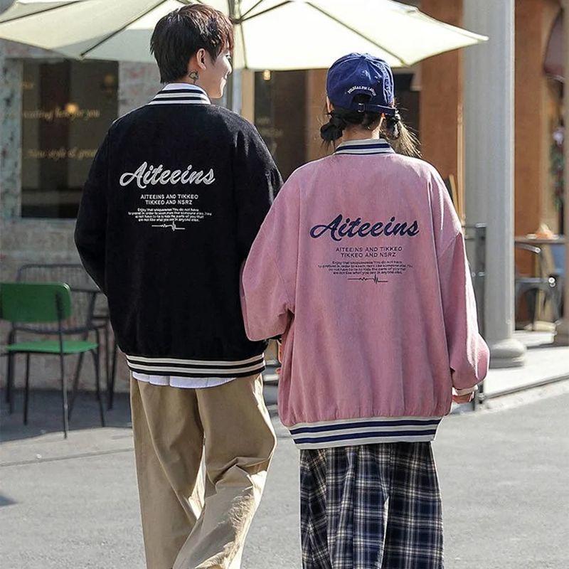 Áo BomBer Nhung Thêu Chữ Phối Kẻ Cao Cấp,Áo Khoác Jacket Nam Nữ Ticker 3 Màu