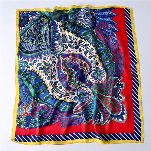 Khăn turban lụa vuông cao cấp choàng cổ size 70x70cm thanh lịch đa năng dùng làm áo yếm in hoa văn lạ