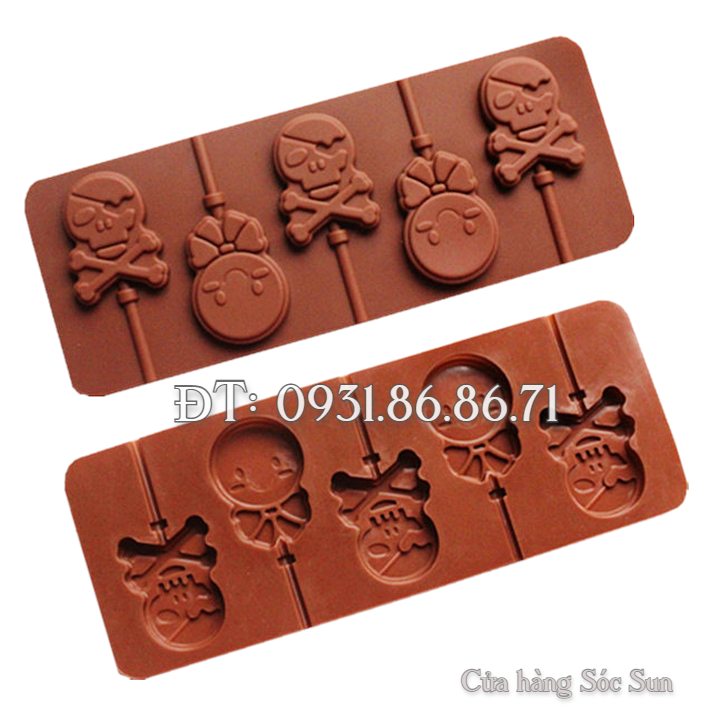 Khuôn silicon 5 hình đầu lâu - Mã số 1464