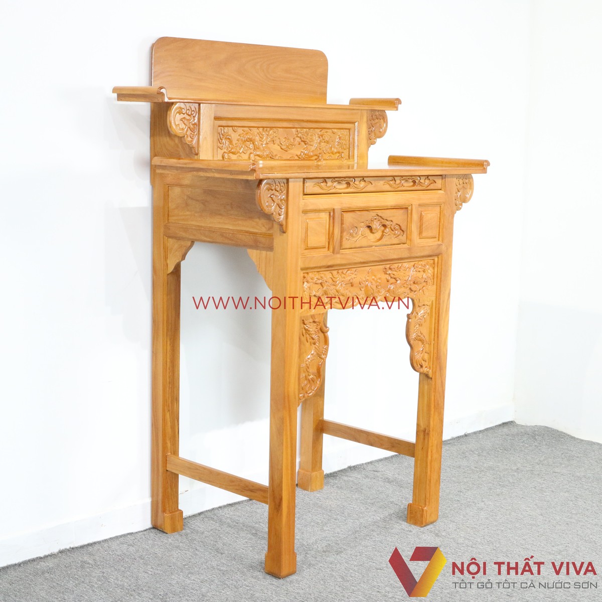 Bàn Thờ 2 Tầng Gõ Đỏ Chạm Khắc Tinh Xảo