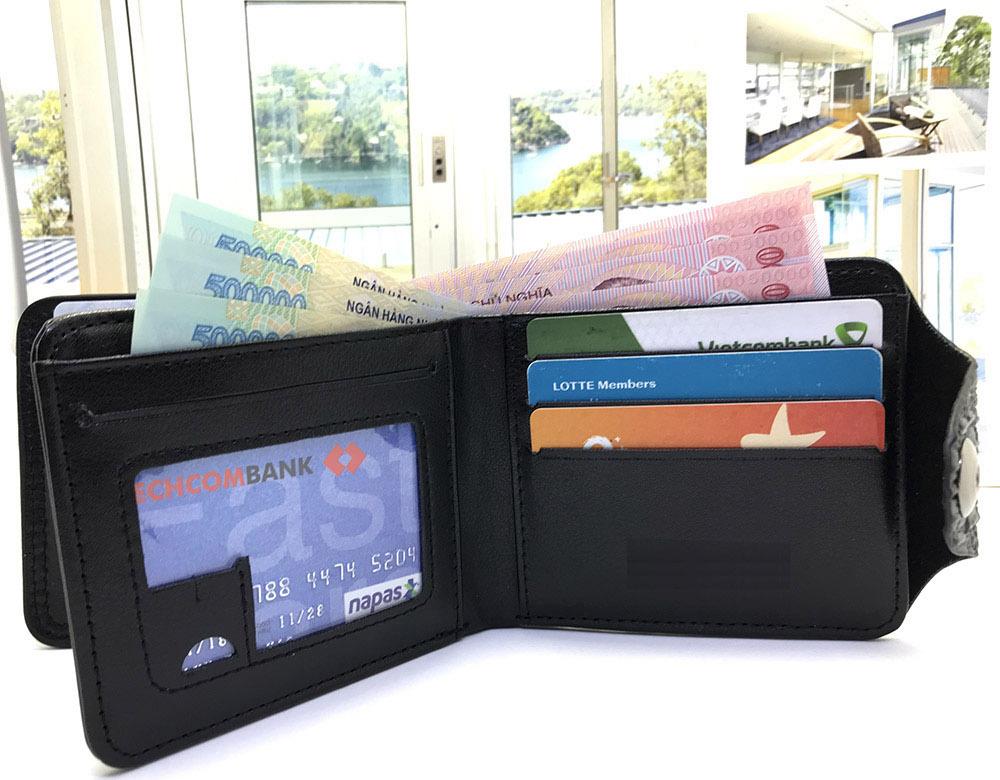 Ví , bóp da nam cao cấp vân cá sấu có hộp và túi làm quà tặng