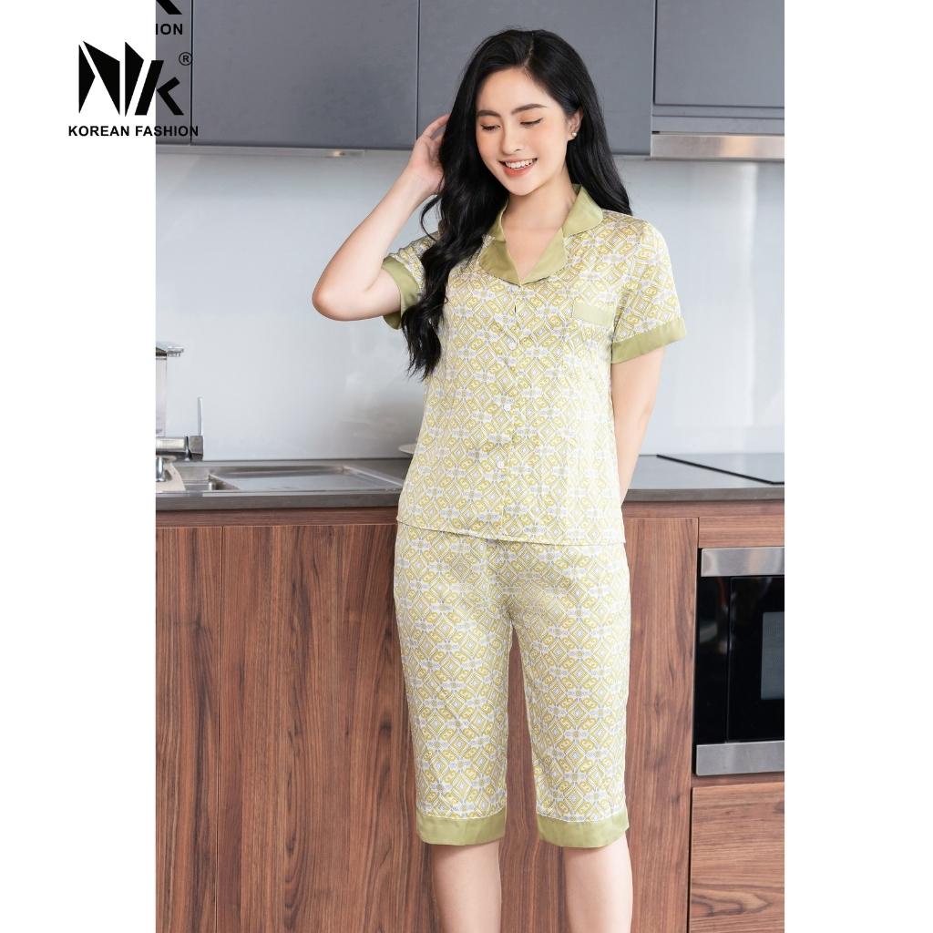 Bộ Đồ Pyjama Mặc Nhà NK Fashion Chất Liệu Lụa Cao Cấp, Thoáng Mát, Họa Tiết Trẻ Trung NKFBD2203024