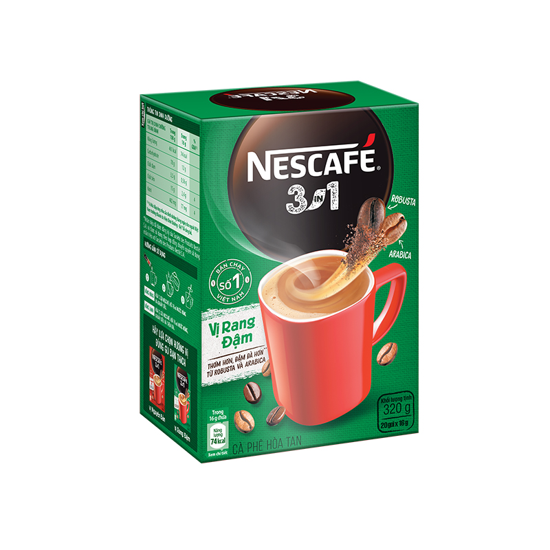 [Tặng Bộ bình ly Lumiarc 750ml & 200ml NESCAFE] Combo 4 Hộp NESCAFÉ 3IN1 Công thức cải tiến - VỊ RANG ĐẬM Hộp 20 gói