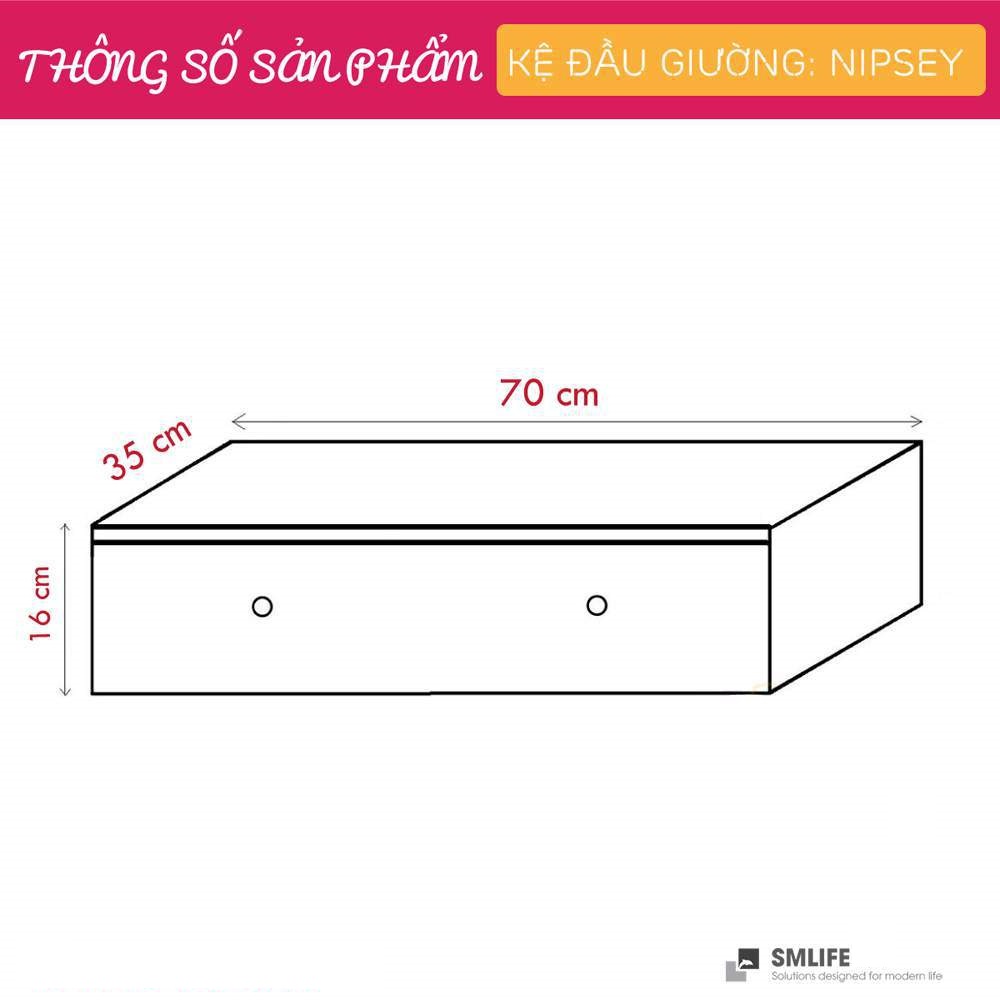 Tủ gỗ đầu giường hiện đại SMLIFE Nipsey | Gỗ MDF dày 17mm chống ẩm | D70xR35xC16cm