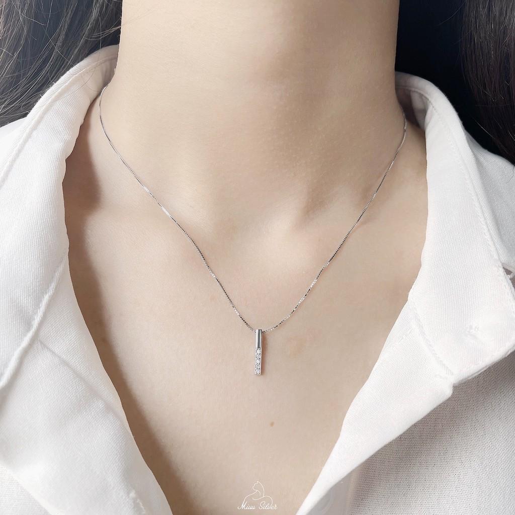 Dây chuyền bạc 925 Miuu Silver, vòng cổ nữ 1D Line đính đá