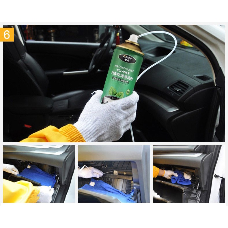 Chai xịt bọt vệ sinh điều hòa máy lạnh ô tô Chief AC721 giúp diệt sạch vi khuẩn và khử mùi hôi chai 500ml