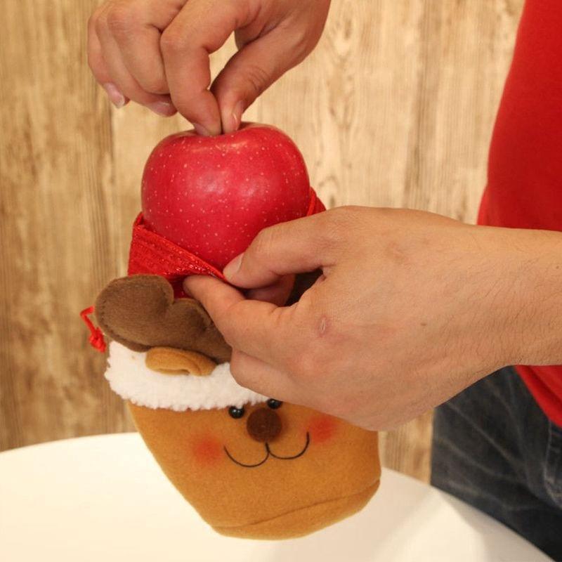 Túi vải đựng quà giáng sinh dành cho trẻ em hình ông già Noel tuần lộc