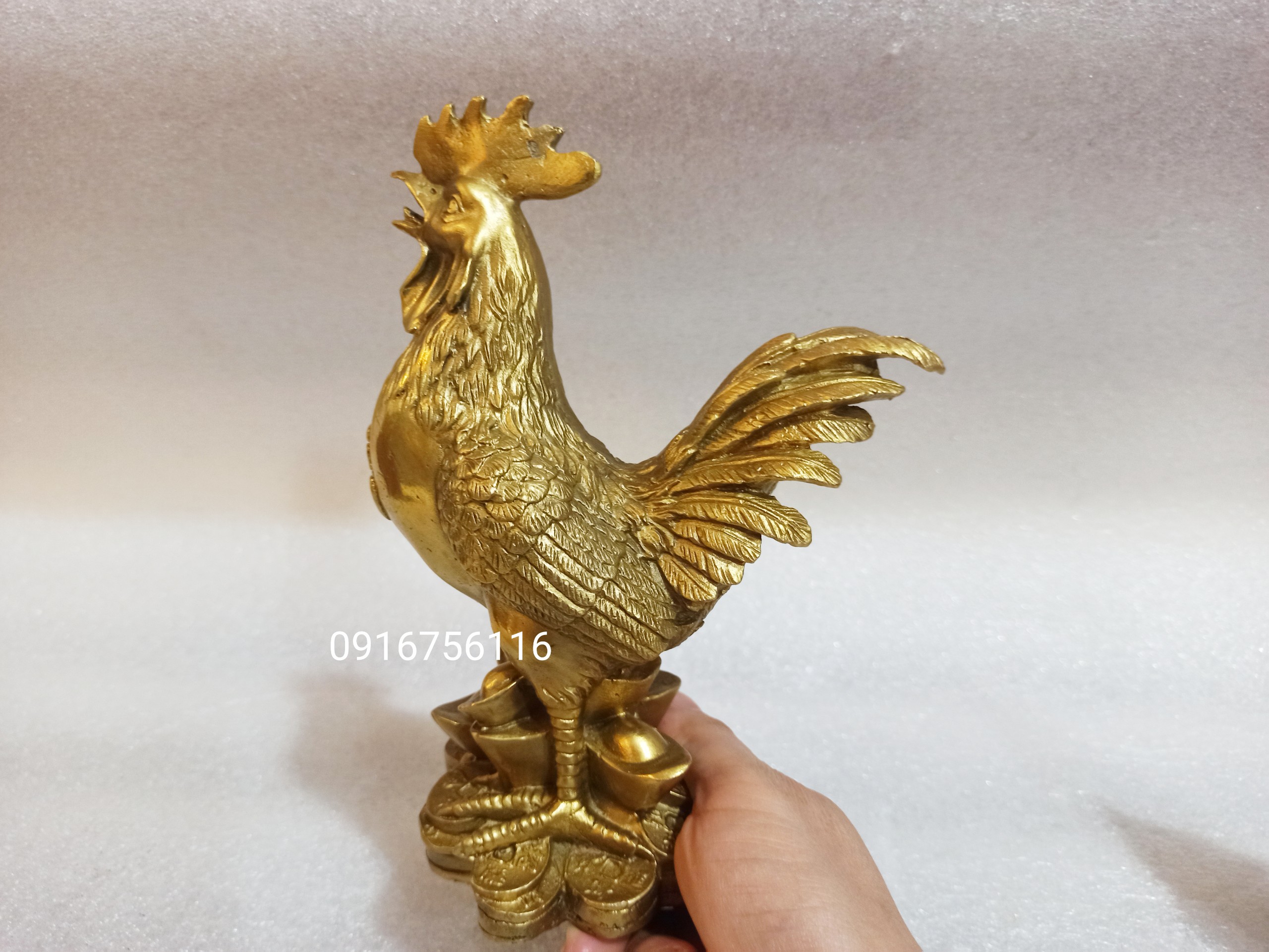 Tượng Gà Trống Bằng Đồng Thau cao 20cm-Linh vật phong thủy