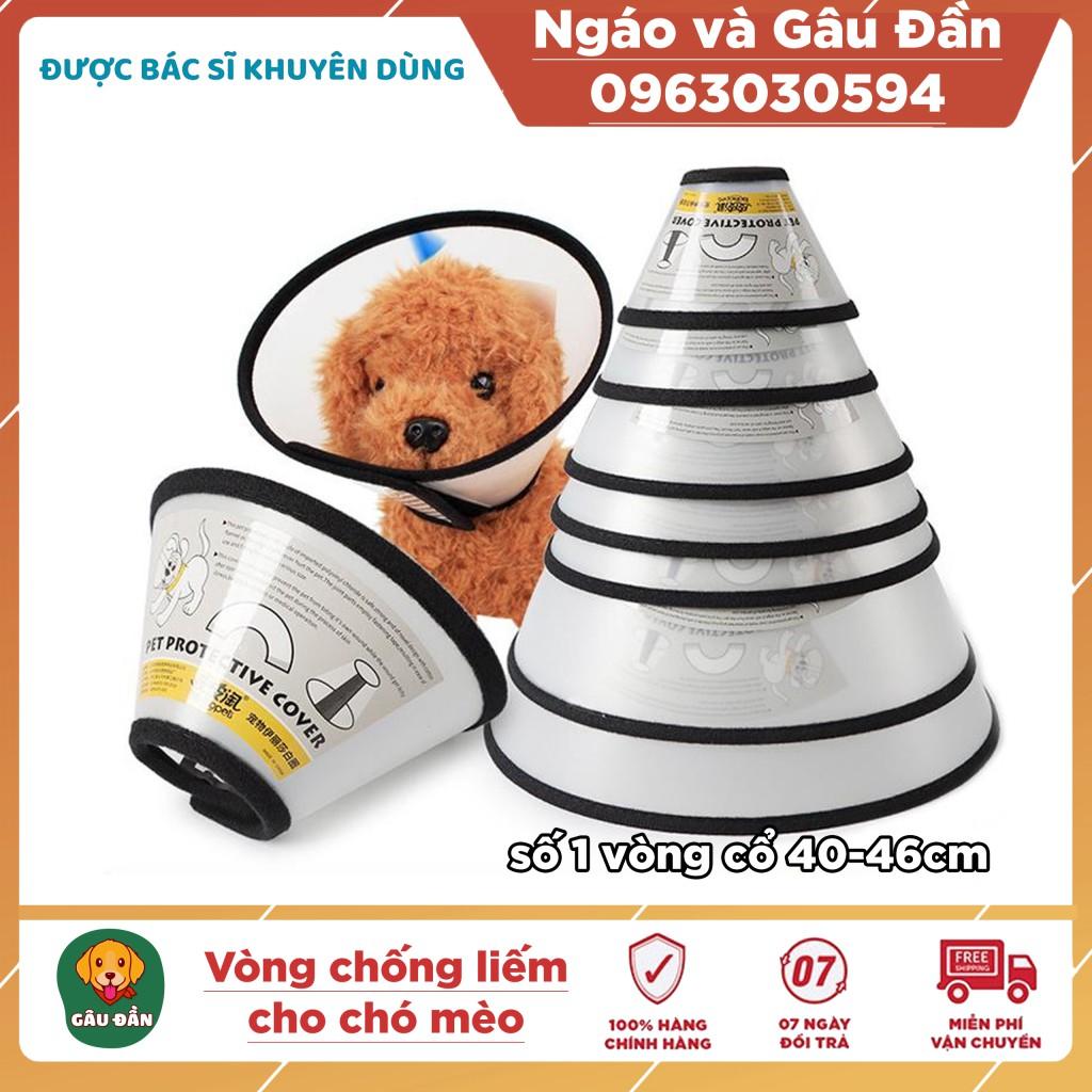 Vòng chống liếm, loa đeo cổ cho chó mèo Ngáo Và Gâu Đần Số 1 (2+) vòng cổ 40-46cm