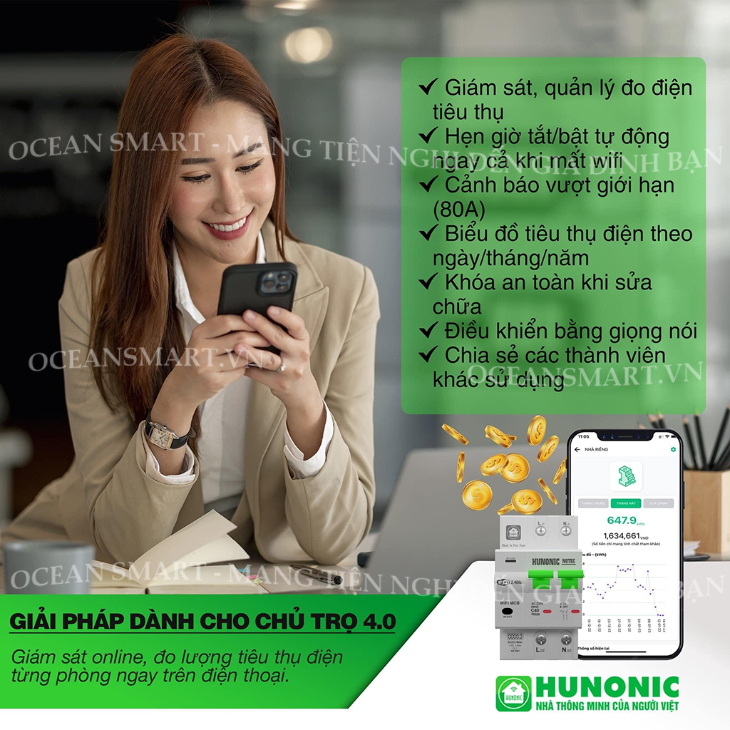 Aptomat Thông Minh Đo Năng Lượng HUNONIC Notec - HNATME