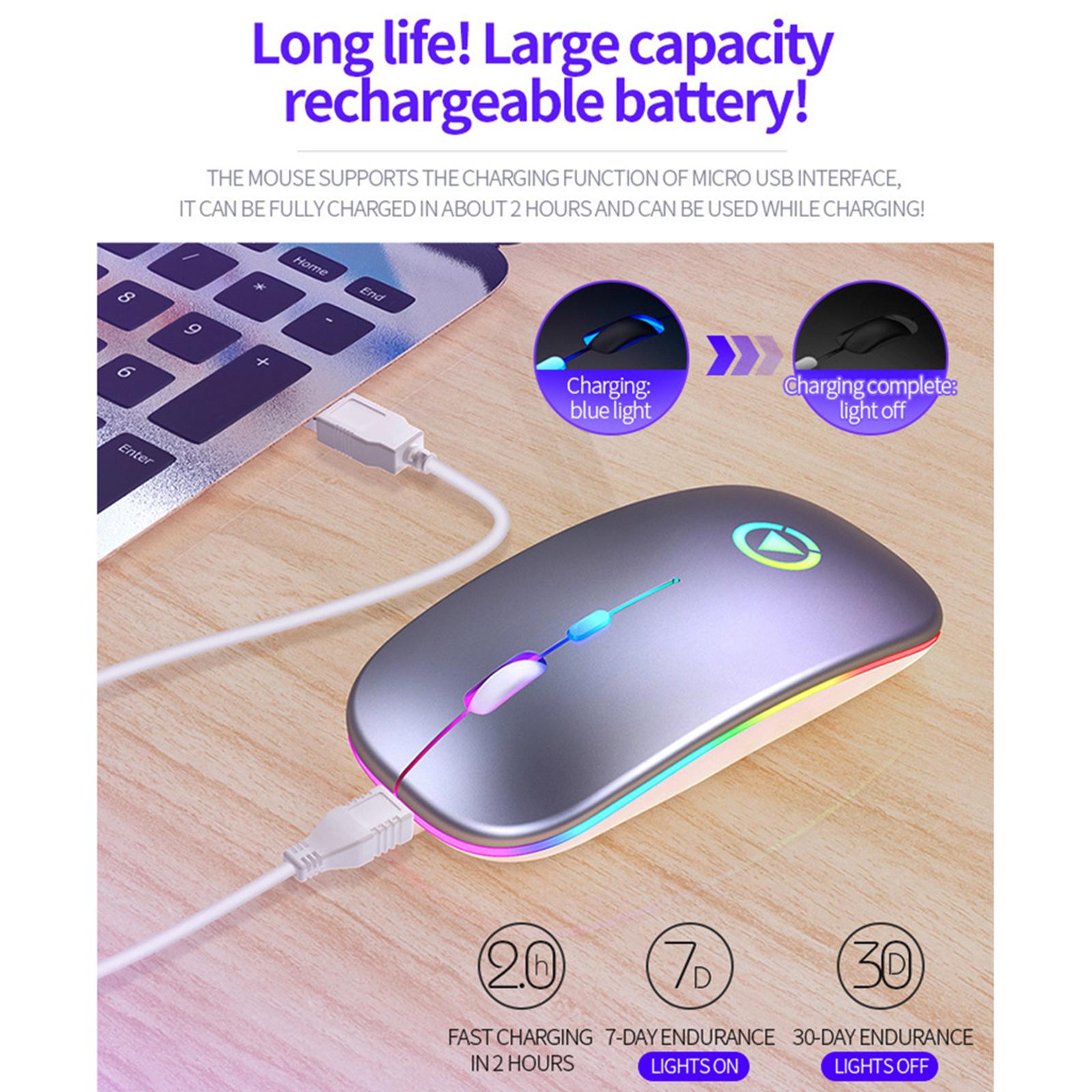 Slim Portable 2.4GHz Wireless Mice Mouse Rechargeable With