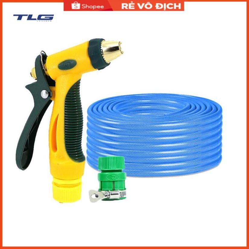 Bộ dây vòi xịt nước rửa xe,tưới cây tăng áp 3 lần 3-5M( nối nhựa xanh) 206317