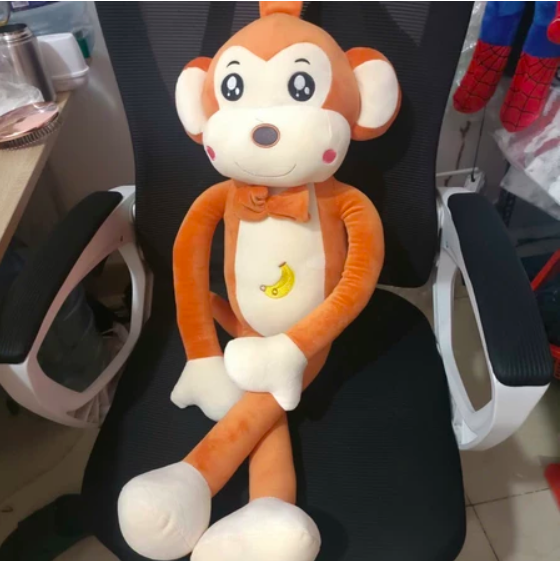 Thú nhồi bông khỉ tay dài bụng thêu quả chuối - Size 90cm
