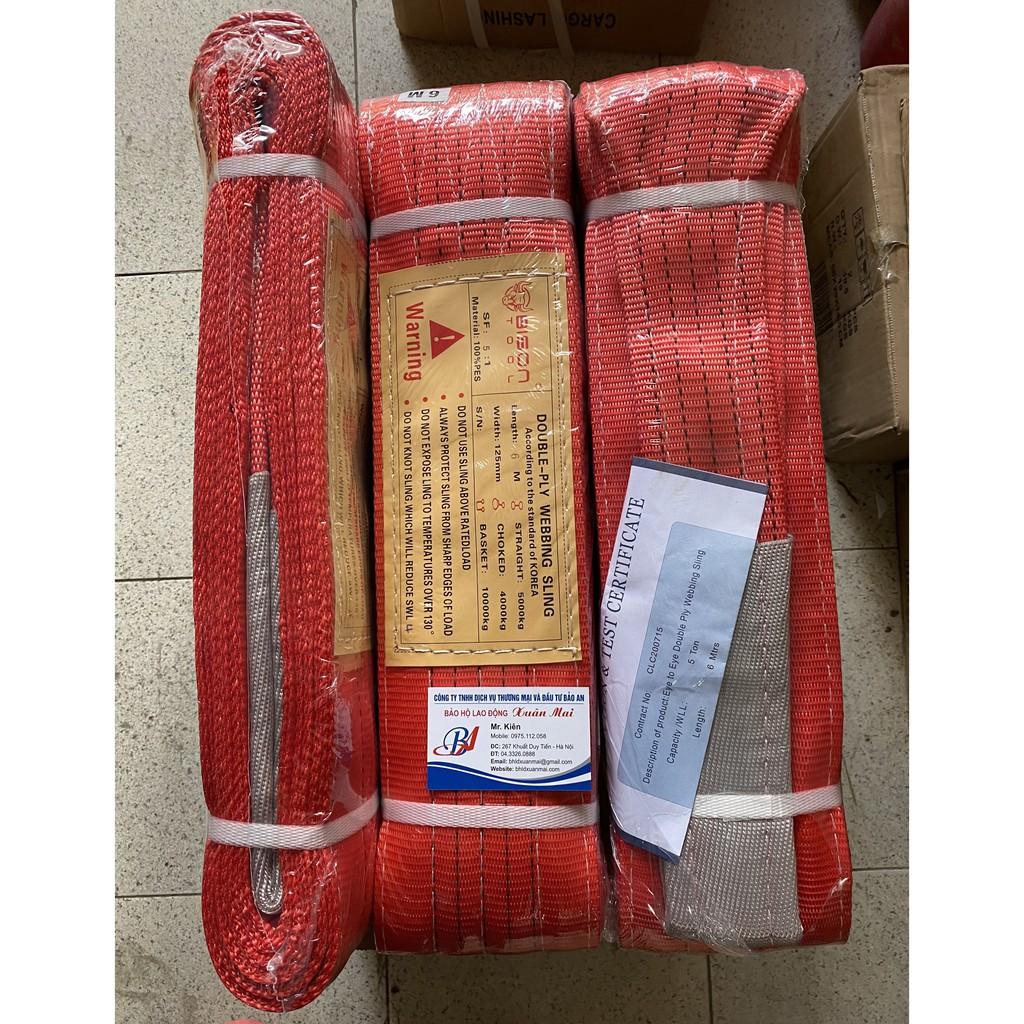 Dây cáp vải cẩu hàng 5 Tấn - bản 125mm - Hệ số 5:1 - 5 Mét