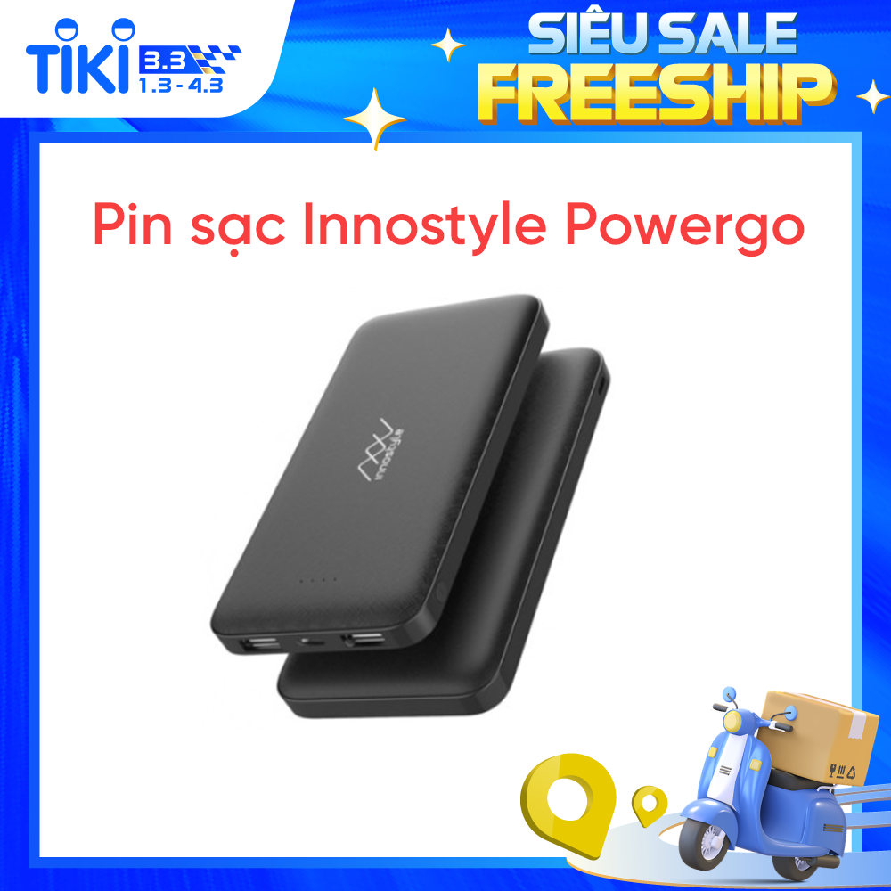 Pin sạc dự phòng Innostyle Powergo 10000mAh Smart AI - Hàng chính hãng