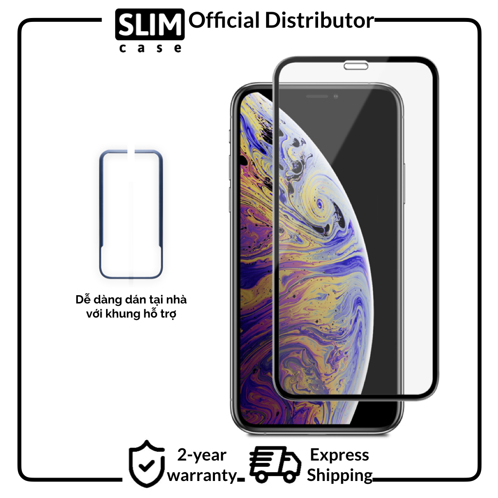 Kính cường lực Slimcase Cao cấp, Dành cho iPhone X Series - Hàng chính hãng