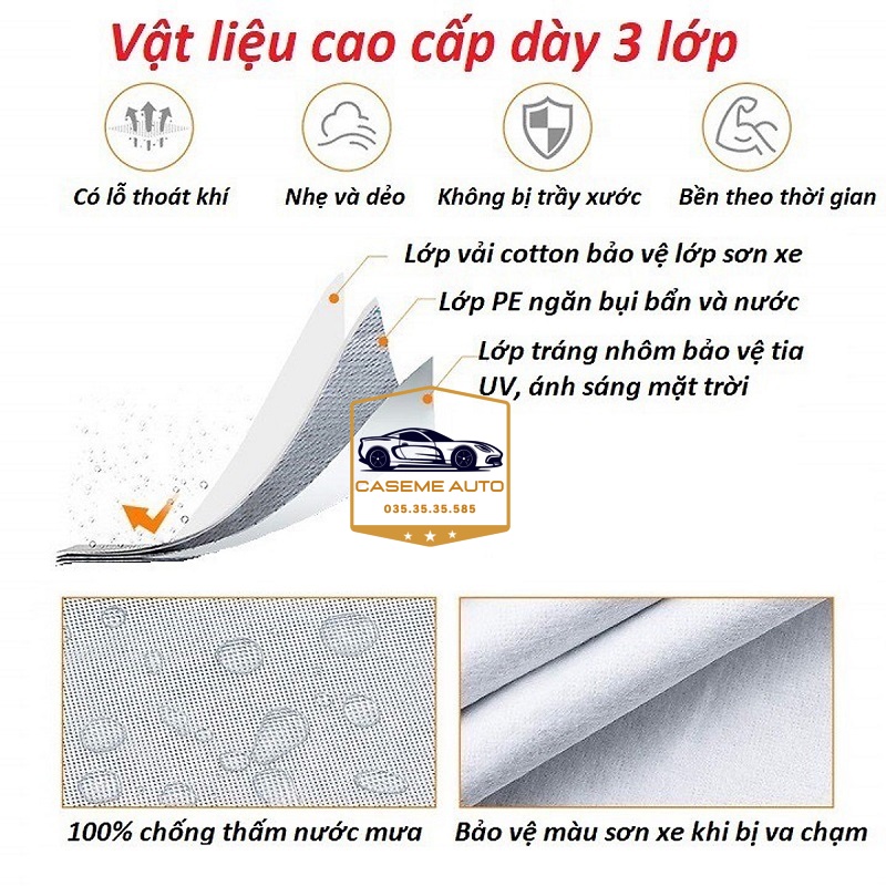 [PEUGEOT] Bạt phủ xe ô tô tráng nhôm cao cấp các xe hãng PEUGEOT, 3 lớp chống nóng, chống thấm, chống bụi - Hàng Chính Hãng