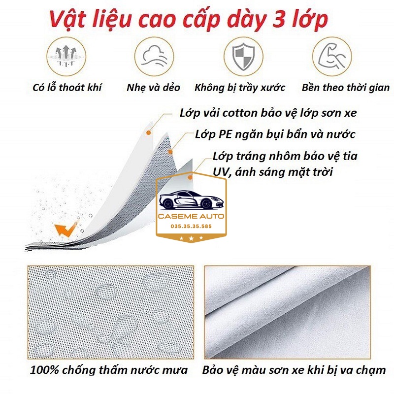 Bạt phủ xe ô tô tráng nhôm cao cấp các xe hãng NISSAN, 3 lớp chống nóng, chống thấm, chống bụi - Hàng Chính Hãng