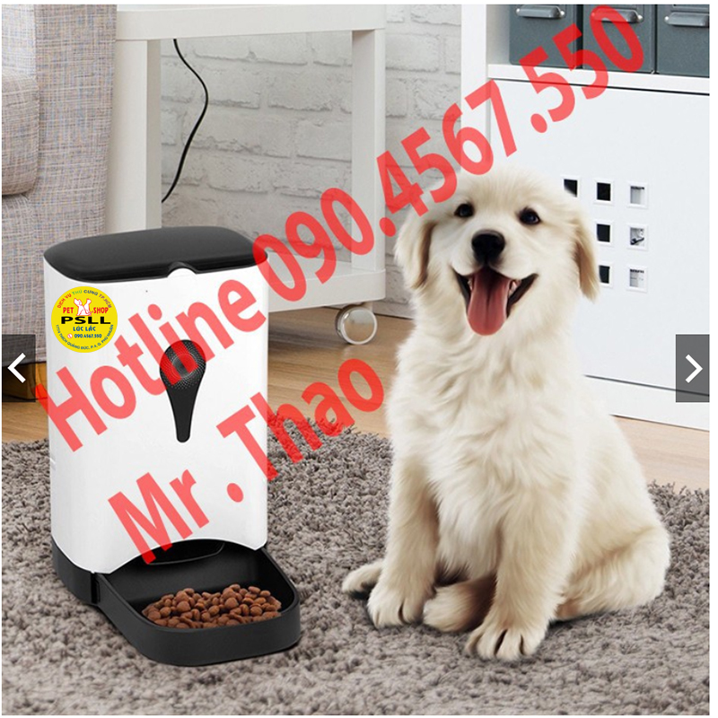 Máy tự động cho Chó Mèo ăn, qua Điện Thoại 4G Wifi, có Camera, Pet Feeder . Hộp tự động rơi thức ăn