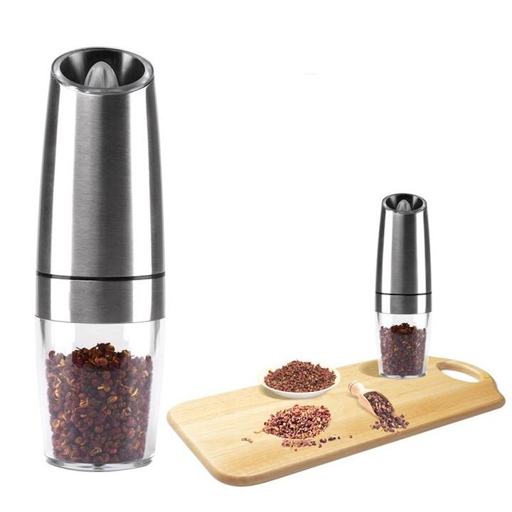 Máy Xay Hạt Tiêu Và Muối Tự Động Chạy Pin Cầm Tay- Cối Xay Hạt Gia Vị Đèn LED Lõi Bằng Sứ Dụng Cụ Nhà Bếp