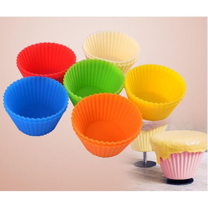 Combo 5 khuôn silicon tròn 7cm nướng bánh cupcake