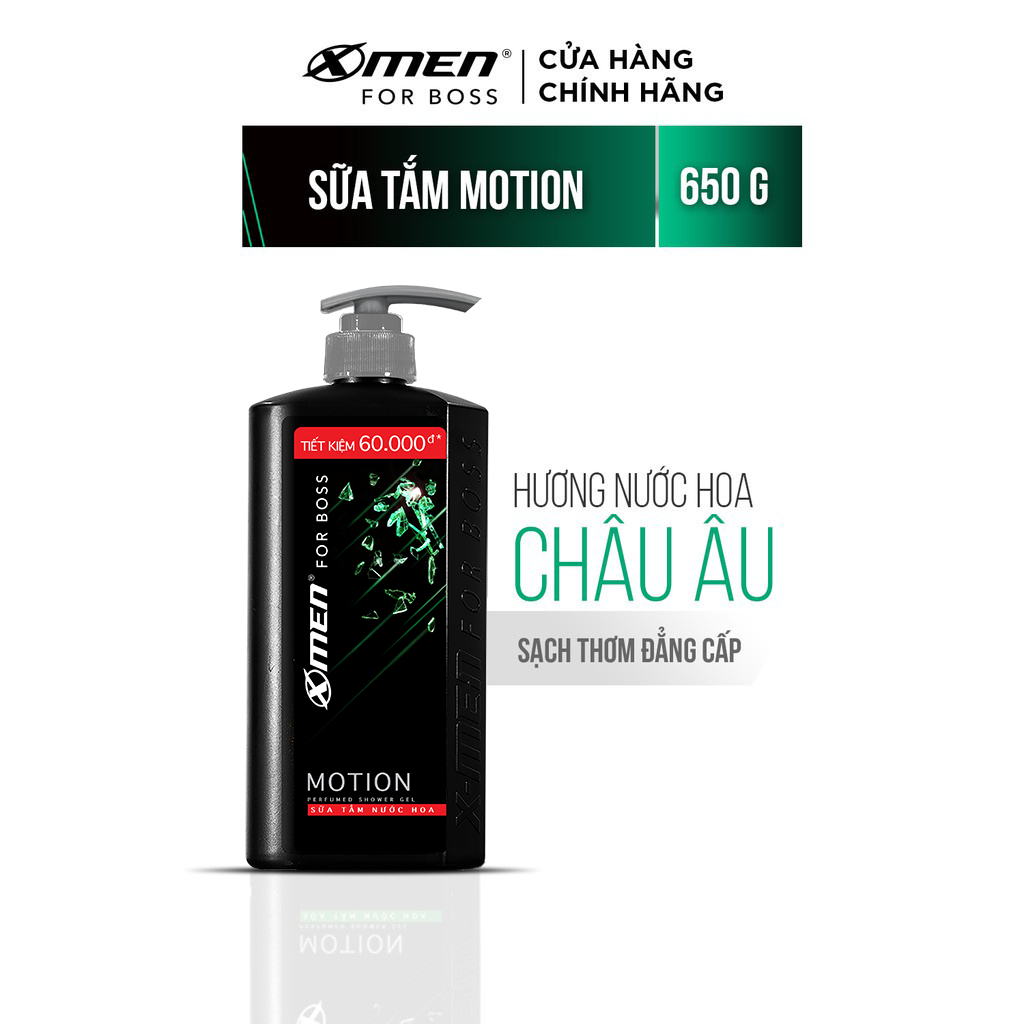 Sữa tắm Nước hoa X-Men For Boss Motion 650g - Mùi hương năng động phóng khoáng