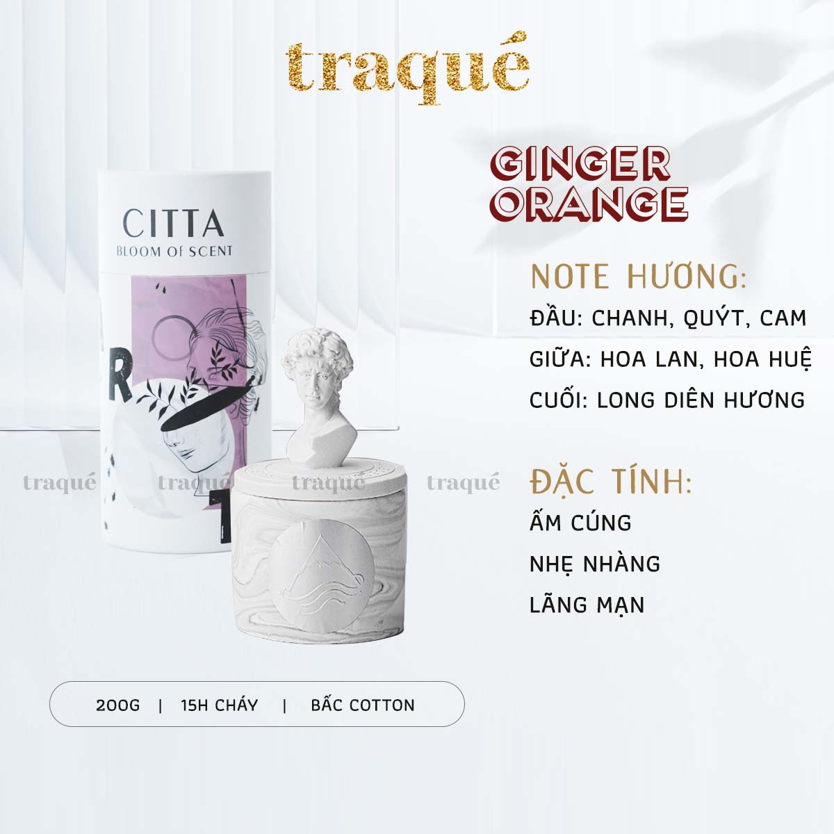 Nến thơm cốc thạch cao phong cách nữ thần Hy Lạp