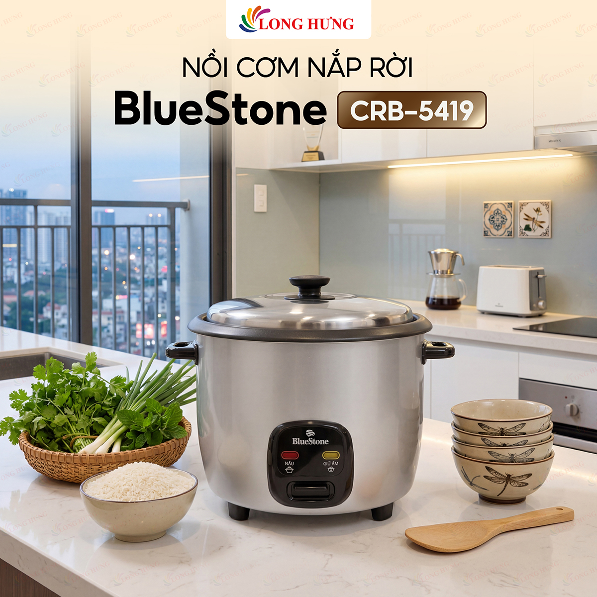 Nồi cơm điện nắp rời Bluestone 1.8 lít CRB-5419 - Hàng chính hãng