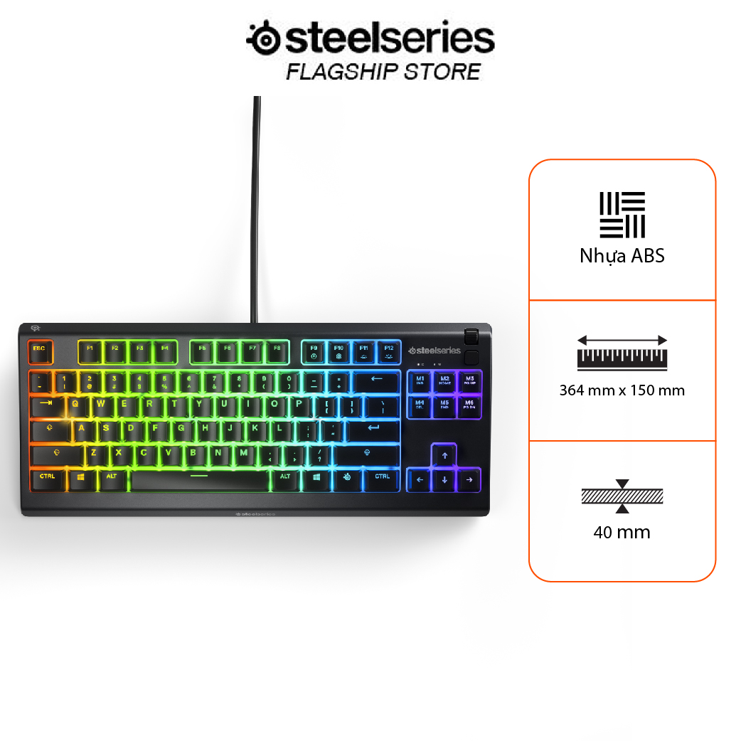 Bàn phím gaming có dây Steelseries Apex 3 TKL RGB chống tràn chuẩn IP32 - Hàng Chính Hãng